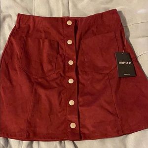 Forever 21 Button Front Faux Suede Skirt